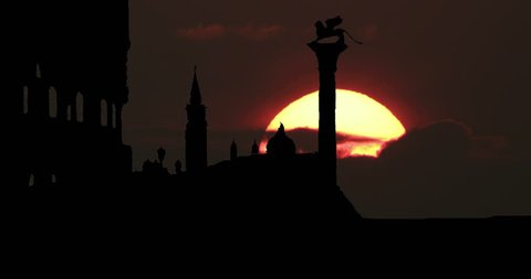 Venice San Marco Square Silhouette at Sunrise Timelapse