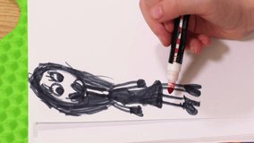 Little Girl coloring drawing doll