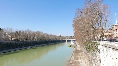 Glitch effect. Tiber from Ponte Sisto. Rome, Italy