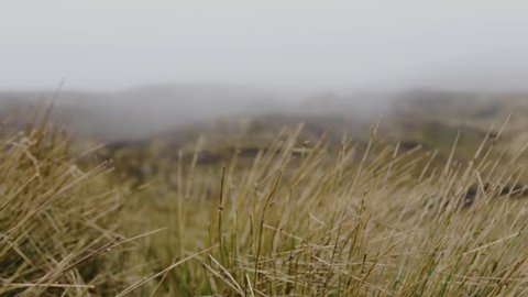 SLOW MOTION: Moody landscape close up on the Isle of Skye in Scotland