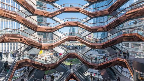 The Vessel - Hudson Yards, Timelapse of People Walking Stairs, Opening Weekend, March 17, 2019, New York City, NY, USA