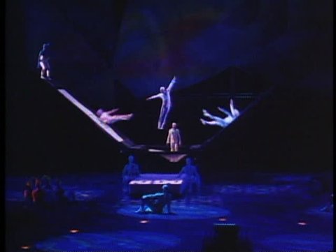 LAS VEGAS, NEVADA, 1994, Cirque de Soleil, Mystere, trampoline act, lavish show