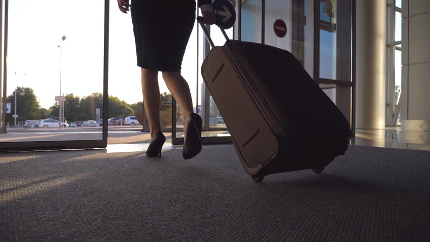 Business Lady Leaving Airport Through Stock Footage Video 100 Royalty Free Shutterstock