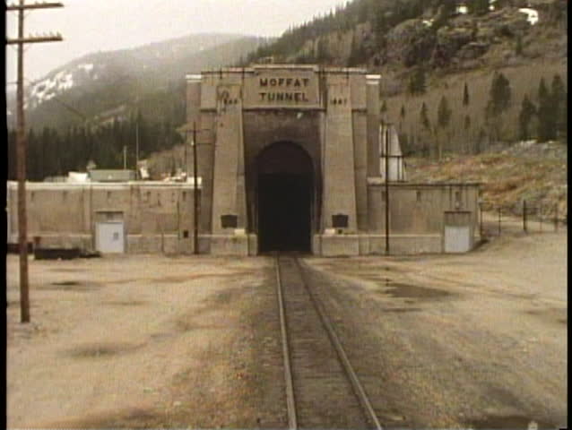 ROCKY MOUNTAINS, COLORADO, 1994, Train enters Moffet Tunnel, Continental Divide