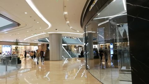 Chengdu, Sichuan / China - March 12 2019: Consumers in Chengdu IFS Shopping Center. IFS has all the luxury brands. China has become the largest luxury consumption country in the world amid trade war.