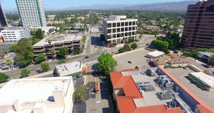Aerial view of Warner Brothers Studios and Disney Studios in Burbank, Los Angeles, California, 4K