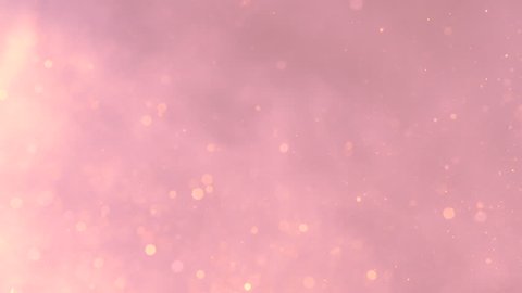 Abstract pink background with moving particles and bokeh. Motion and blinking effect. Abstract particles glitter.