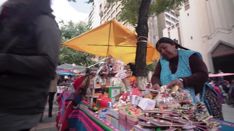 La Paz, Bolivia. Circa 2019. Festivity of the Alasita, a bolivian people tradition. 