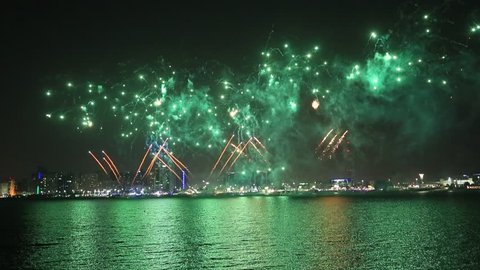 Fireworks lighting up the sky as part of Mother of the Nation Festival celebrations in Abu Dhabi, UAE