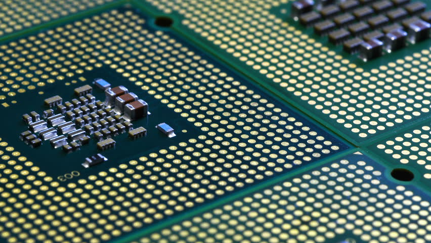 Closeup on Computer CPU Chips with slider. Royalty-Free Stock Footage #1025947340
