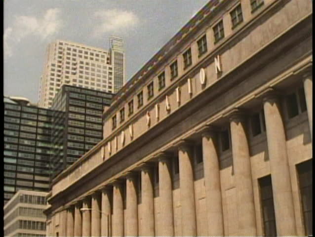 CHICAGO, ILLINOIS, 1994, Union Station, sign on the front, North Canal Street