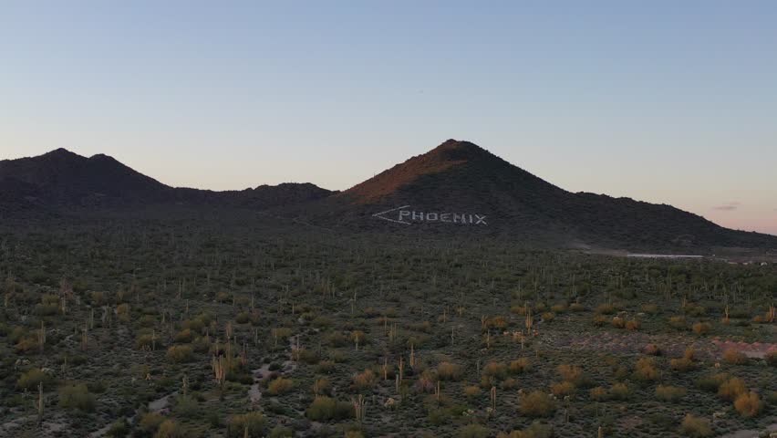 Aerial of the white Phoenix Arrow in Mesa, Arizona