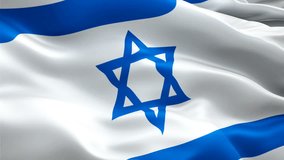 Silk Flag Animation of Israel flag video waving in wind. Realistic Jewish Flag background. Israel Flag Looping Closeup 1080p Full HD 1920X1080 footage. Israel Jerusalem Israeli country flags
