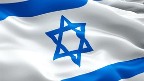 Israeli flag video waving in wind. Realistic Jewish Flag background. Israel Flag Looping Closeup 1080p Full HD 1920X1080 footage. Israel Jerusalem Israeli country flags/ Other HD flags available
