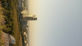 Vertical video. Sunset over the city. Almaty, Kazakhstan