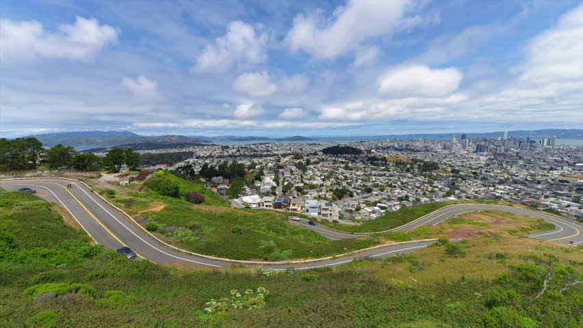 Time lapse footage from Twin Peaks, San Francisco, USA showing city skyline.