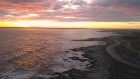 Drone video of the sun setting over the Newport, RI coastline.