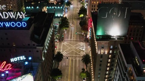 Cinematic Aerial of Hollywood in Los Angeles, California 01.01.2019