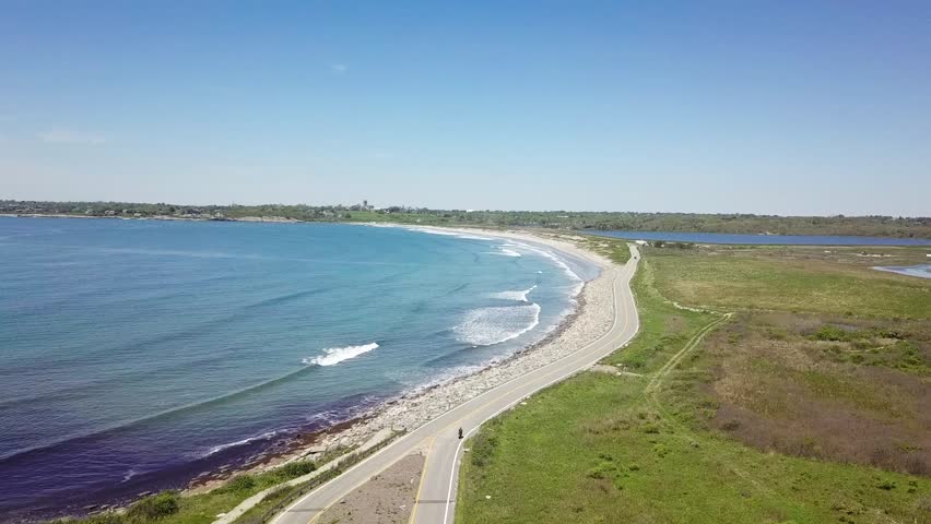Drone video of a Newport, Rhode Island beach.
