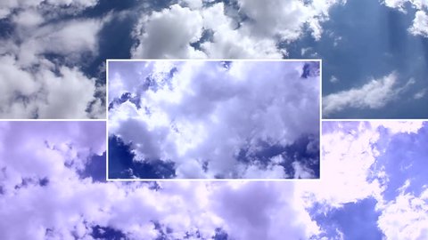 Time lapse clouds, nature blue clear skies in summer lightness day, fluffy, puffy soft weather, relaxing horizon view, collage footage. #FHD.