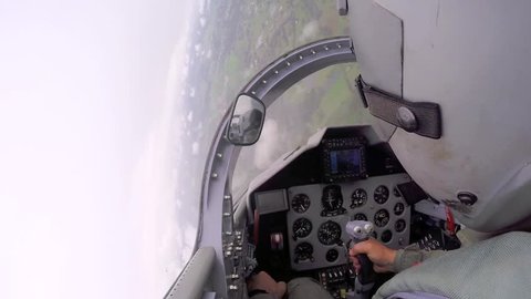 Melbourne, Australia, May 2017. POV shot from the cockpit of a fighter plane. Military aviator ready to take off the ground.