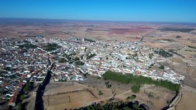Aerial view in Belmonte. Cuenca. Spain. 4k Drone Video