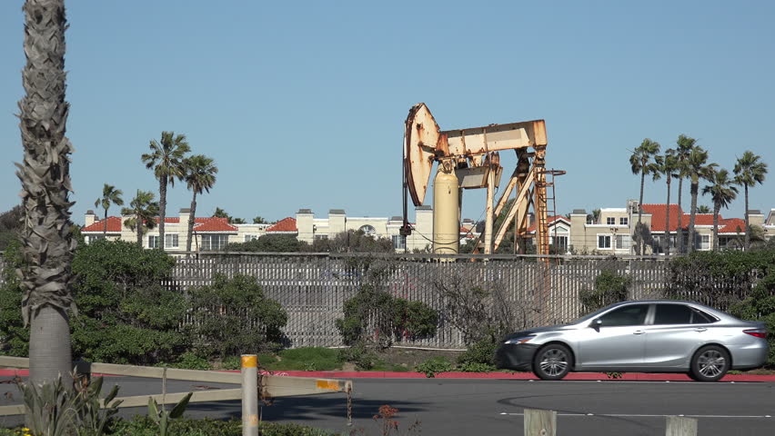 Oil pump jacks along the Pacific Coast Highway in Southern California