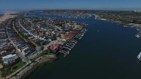 Aerial of Newport Beach Bay Harbor Orange County California 