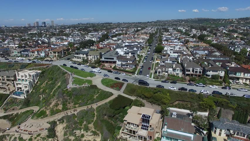 Aerial of Newport Beach Residential Luxury Beach Front Homes Orange County California 