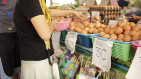 My Aunty Buying Eggs At Banmai Fresh Market Phitsanulok Thailand