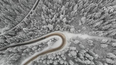 hairpin curve on winter day