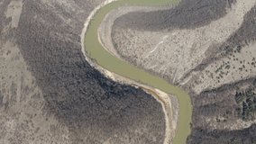 River Timok meander in Eastern Serbia 4K drone footage