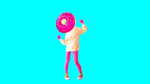 Minimal animation design. Donut dancer Girl. Donut mood. Fast food gif art