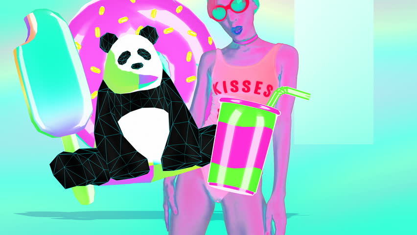 Minimal animation gif art.Fashion Girl in vanilla fantasy world