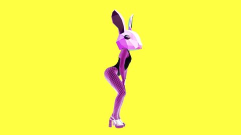 Animation minimal art. Sexy Gif dancing bunny. Night club party style