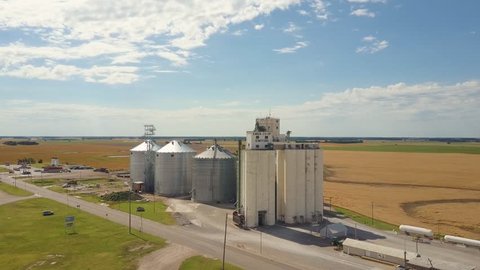 Stafford, Kansas / United States - 06 30 2017: Stafford, Kansas, June 2017 – Stafford city farming coop, grain elevators and silos.