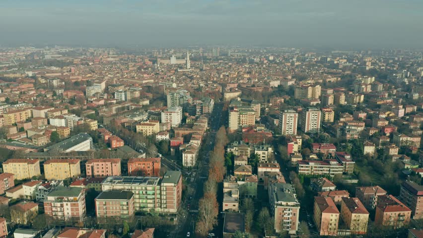 Aerial view of the centre of Modena. Emilia-Romagna region, Italy