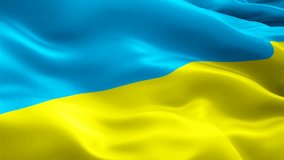 Ukraine Flag Waving. Close up Flag of Ukraine. Sign of Ukraine seamless loop animation. Waving Ukraine Flag Background. EU Ukrainian flag Closeup 1080p Full HD. video for presentation flags Full HD