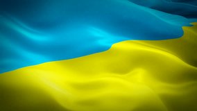Ukraine flag video waving in wind. Realistic Ukrainian Flag background. Ukraine Flag Looping Closeup 1080p Full HD 1920X1080 footage. Ukraine EU European country flags footage video for film,news
