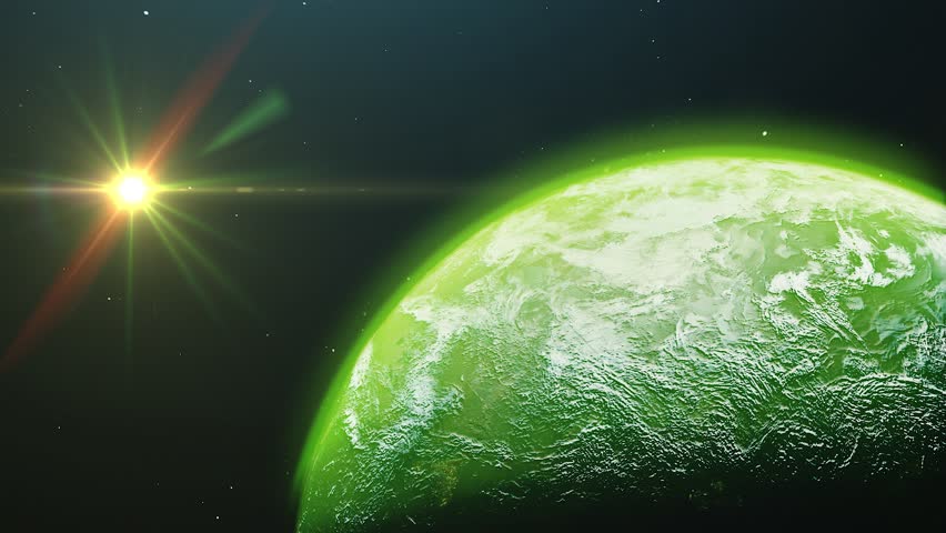 Planet earth from space. High detailed animation. Sunrise view from space on Planet Earth. Clip contains space, planet, galaxy, stars, cosmos, sea, earth, sunset, globe. 4k 3D Render. Images from NASA