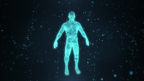 Human 3d hologram from point or dusts in motion. Human hologram in a cloud of compounds. - Powered by Shutterstock - Get 15% off with code: PIKWIZARD15