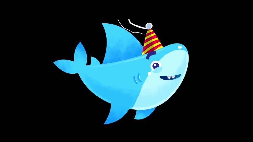 Baby shark swimming character animation. Funny cartoon Royalty-Free Stock Footage #1026068108