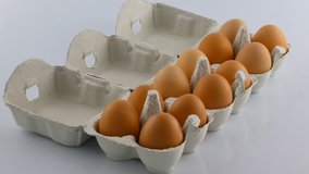 Stop motion of egg carton being emptied