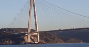 Istanbul bosphorus and Yavuz Sultan Selim Bridge at sunset