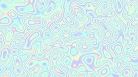 Moving random wavy holographic surface. Psychedelic animated background. Transform abstract curved shapes. Looping footage.