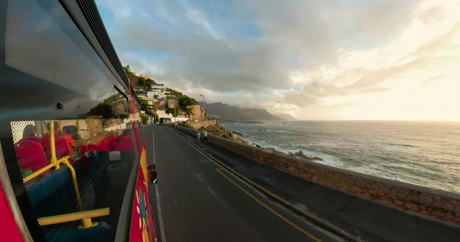 CAPE TOWN SOUTH AFRICA CIRCA OCTOBER 2018, View from sunset tour bus running along cape town city to signal hill.