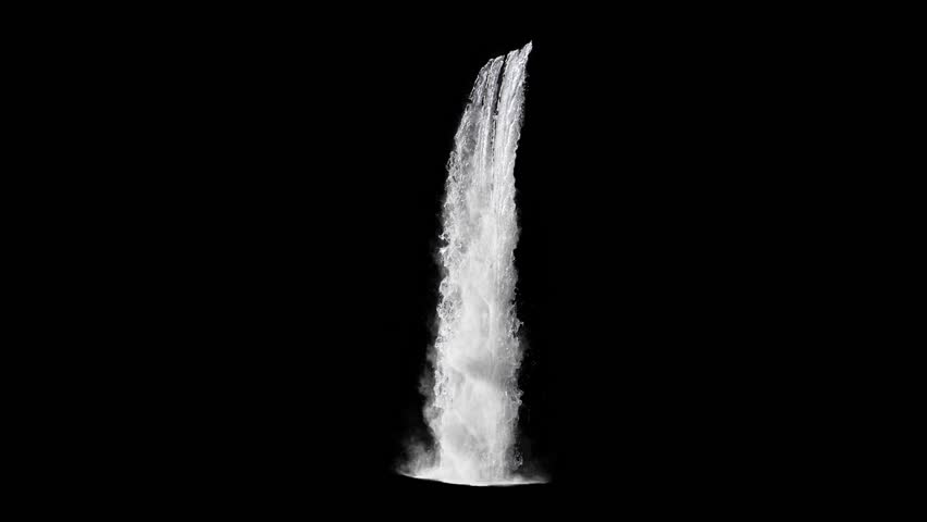 waterfall texture seamless loop, 4k, isolated on black with alpha and separate foam layer, side view Royalty-Free Stock Footage #1026096740
