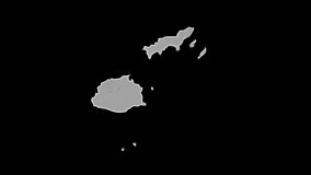 Fiji rotating 3D country map animation. Glossy surface with reflections.