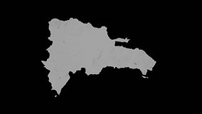 Dominican Republic rotating 3D country map animation. Glossy surface with reflections.