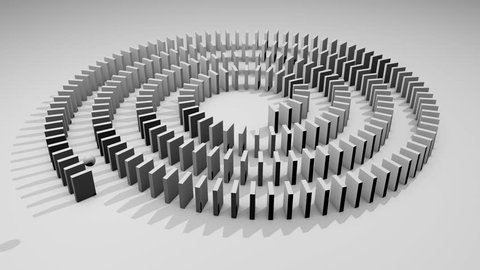 3d animation of falling domino